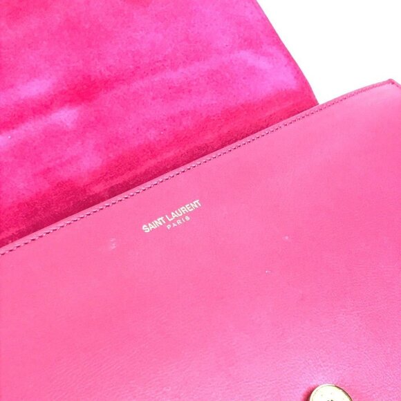 Saint Laurent 311213  Y line Logo flap bag pouch Clutch bag Leather pink/Gold - Picture 10 of 15